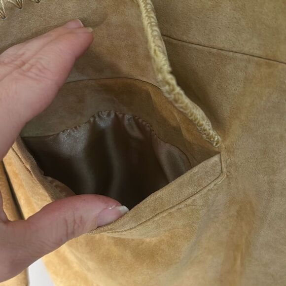 TERRY LEWIS CLASSIC Women's Tan Suede Jacket braided stitch trim boho‎ - Picture 3 of 10